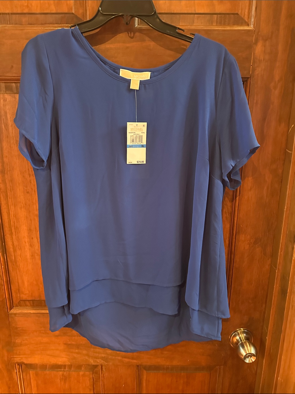 Michael Kors Layered Short-Sleeve Blouse - Blue